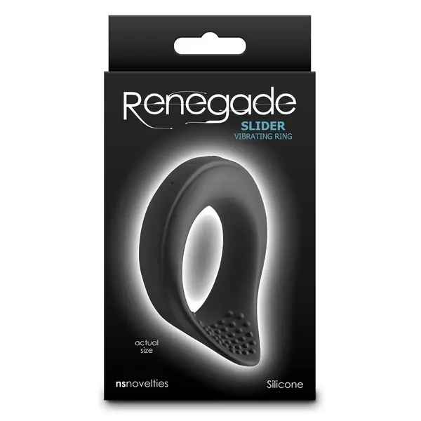 Силиконов вибриращ пенис ринг Renegade Slider, 10 функции, 8,4 см, Черен