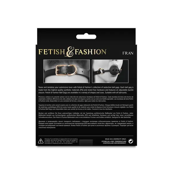 Еротичен Наустник топка с отвори Fetish & Fashion Fran Черен