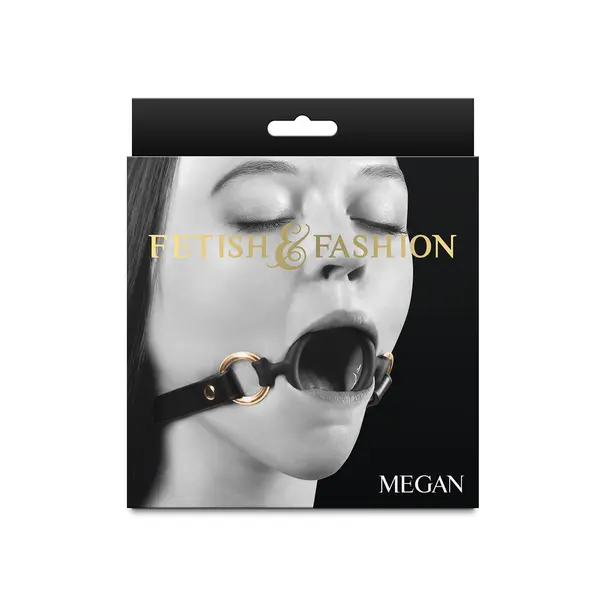Силиконов ринг за уста Megan, Кожена каишка, Черен