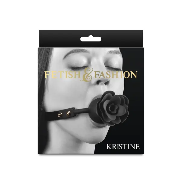 Силиконова топка за уста Kristine, Кожена каишка, Черна