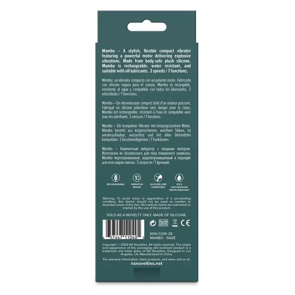 Компактен вибратор Lust-n-Dreams Mambo, 10 функции, 12,2 см, Зелен