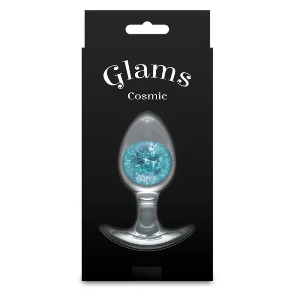 Силиконов анален разширител със стъклена сфера Cosmic Glams Medium, 9,5 см, Син