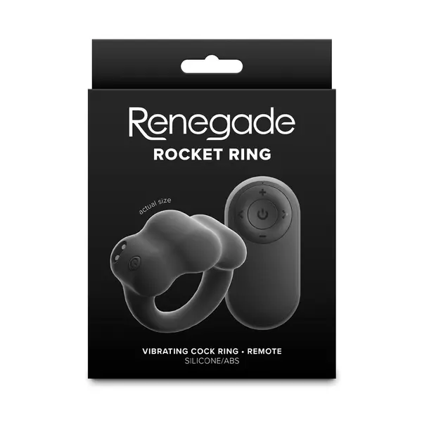 Вибриращ пенис ринг с дистанционно Renegade Rocket Ring, 10 функции, Черен