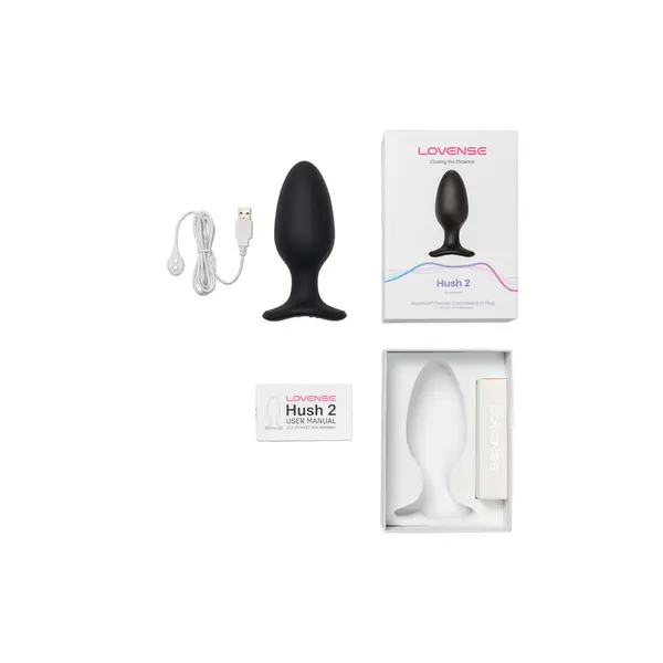 Смарт анален вибратор Lovense Hush 2 - 5.7 см, Черен