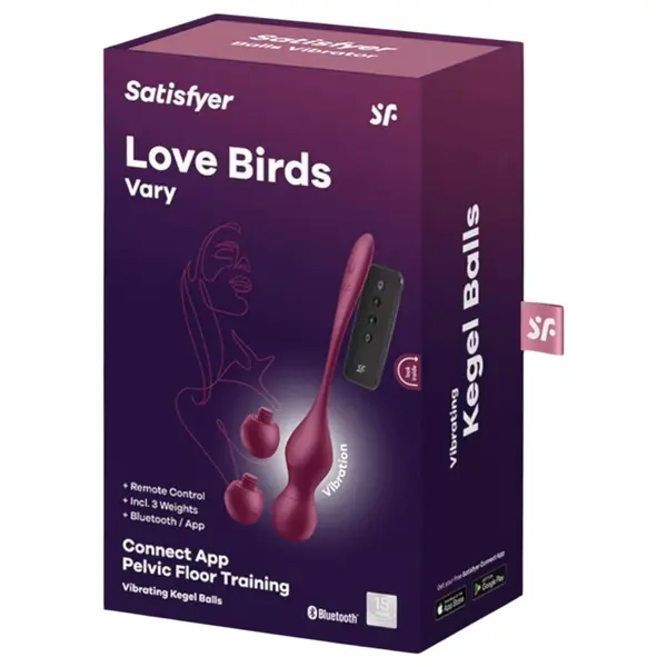 Смарт вибриращи кегел топчета Satisfyer Love Birds Vary, Виненочервени