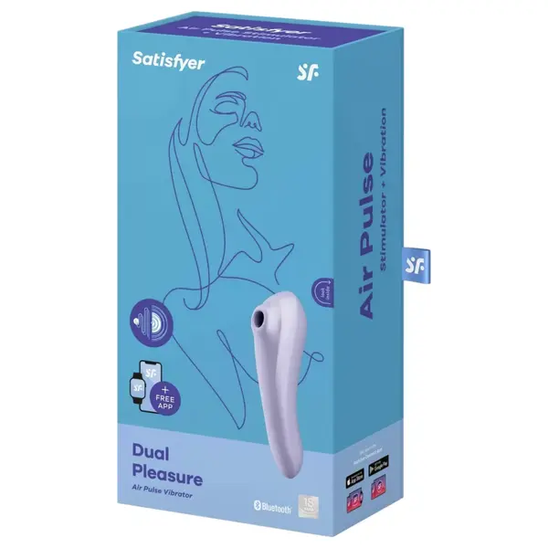 Смарт вибратор 2-в-1 с въздушни вълни и App контрол Satisfyer Dual Pleasure, Светлолилав