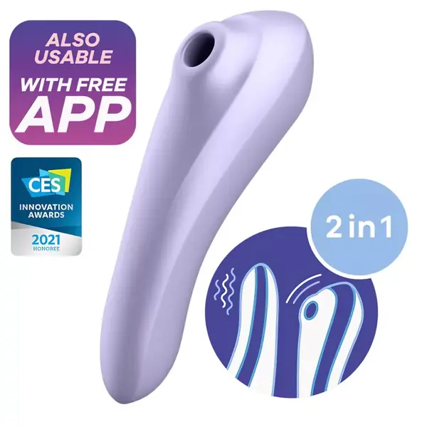 Смарт вибратор 2-в-1 с въздушни вълни и App контрол Satisfyer Dual Pleasure, Светлолилав