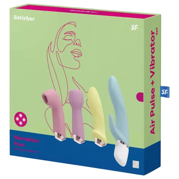 Луксозен комплект мултифункционални вибратори 4-в-1 Satisfyer Marvelous Four, Пастелни нюанси