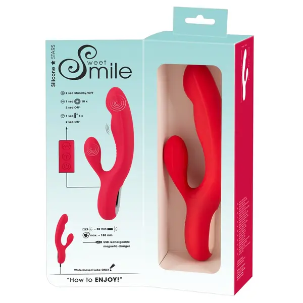 Вибратор за двойна стимулация с потупваща функция Sweet Smile Thumping Rabbit, Червен