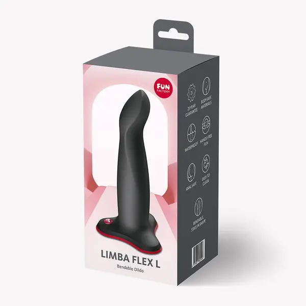 Огъващо се силиконово дилдо с вакуумна основа Fun Factory Limba Flex L, Черно