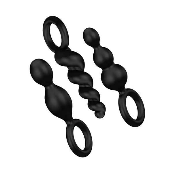 Комплект силиконови анални разширители Satisfyer Anal Plugs Set, 3 броя, Черен