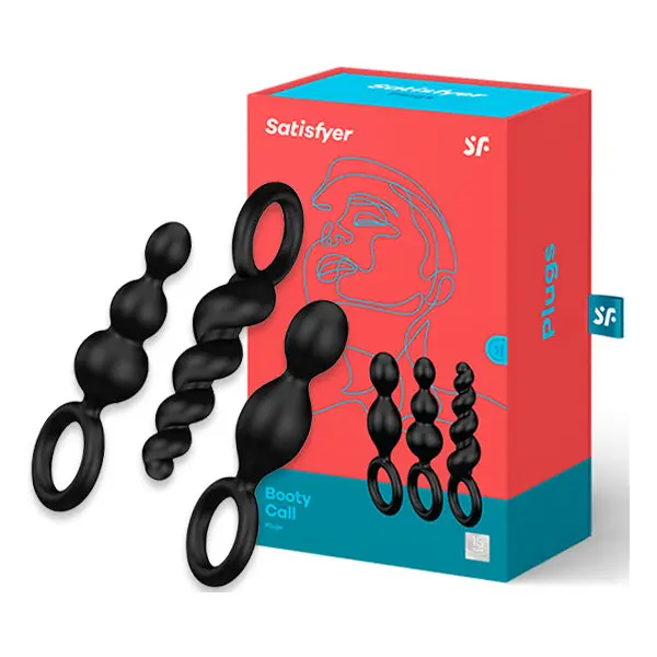 Комплект силиконови анални разширители Satisfyer Anal Plugs Set, 3 броя, Черен