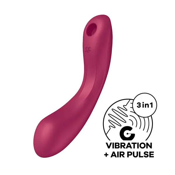 Мултифункционален вибратор с въздушни вълни Satisfyer Curvy Trinity 1, Червен