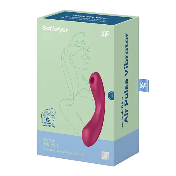 Мултифункционален вибратор с въздушни вълни Satisfyer Curvy Trinity 1, Червен