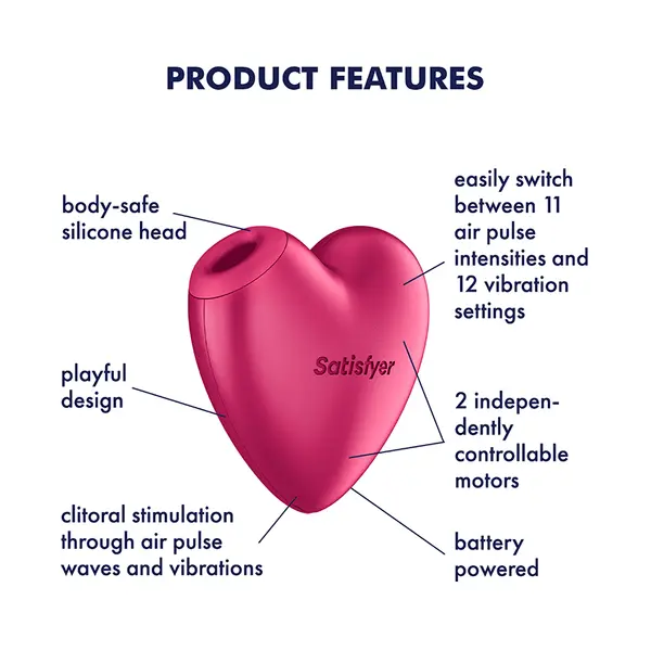 Клиторен стимулатор с въздушни вълни и вибрация Satisfyer Cutie Heart, Розов
