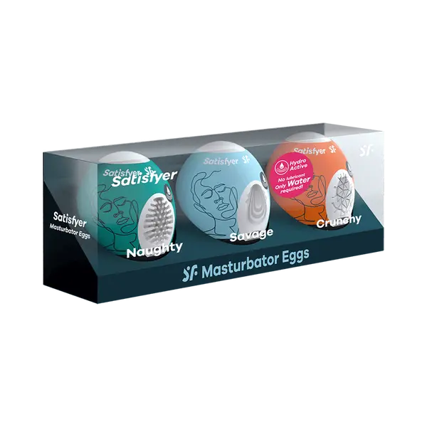 Комплект мастурбатори яйца Satisfyer Naughty, Savage & Crunchy, 3 броя