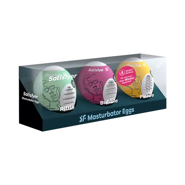Комплект мастурбатори яйца Satisfyer Riffle, Bubble & Fierce, 3 броя