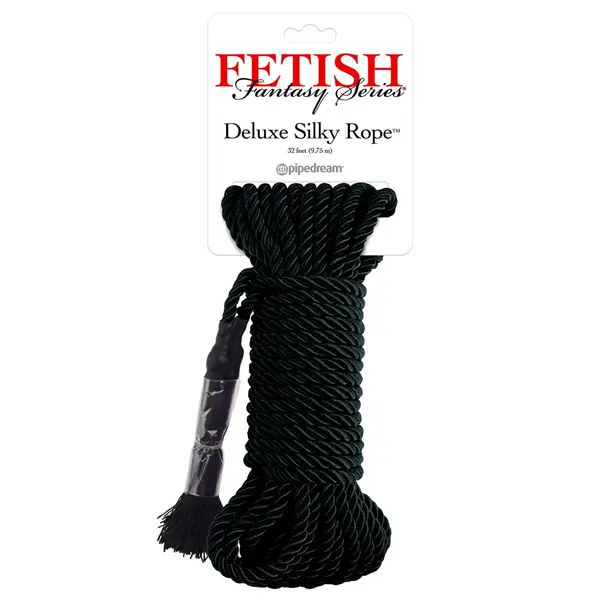 BDSM копринено въже за бондаж 10 м Deluxe Silk Rope Fetish Fantasy Series – черно