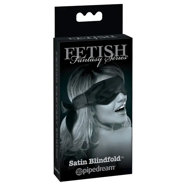 BDSM сатенена превръзка за очи Satin Blindfold Fetish Fantasy Series, мека материя, черна