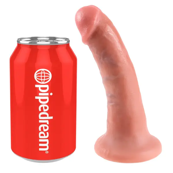 Масивно дилдо King Cock 6" – вендуза, изваяна форма, 16 см, светъл тен