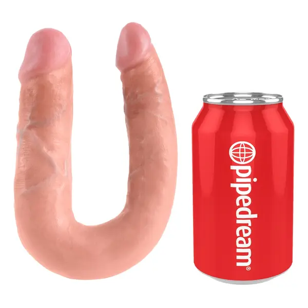 Двойно дилдо King Cock Medium Double Trouble – еластична форма, 33.5 см, светъл телесен цвят