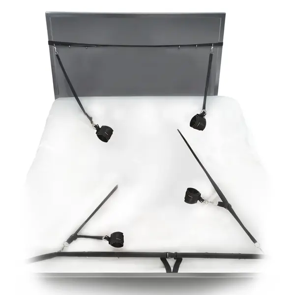 BDSM комплект за фиксиране на легло с колани и белезници Ultimate Bed Restraint System Fetish Fantasy Series – черен