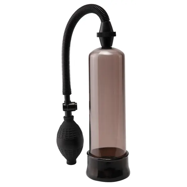 Пенис помпа Beginner’s Power Pump Pump Worx – опушено прозрачен и черен, с вакуум и предпазен клапан, 19 см