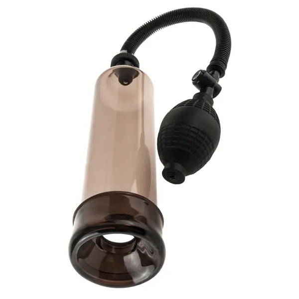 Пенис помпа Beginner’s Power Pump Pump Worx – опушено прозрачен и черен, с вакуум и предпазен клапан, 19 см