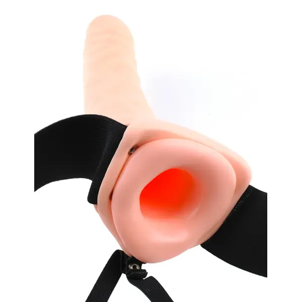 Вибриращ кух страпон колан 20 см за удължаване и пегинг Vibrating Hollow Strap-On Fetish Fantasy Series – телесен/черен