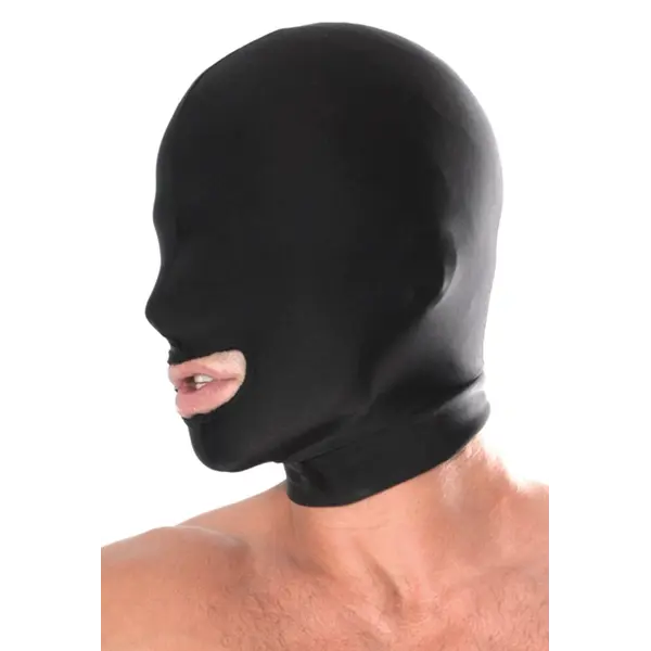 BDSM маска с отворена уста Spandex Open Mouth Hood Fetish Fantasy Series – черна