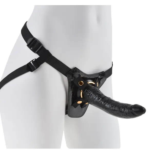 Strap-On комплект Fetish Fantasy Gold Designer – колан със сваляемо дилдо, черен змийски дизайн