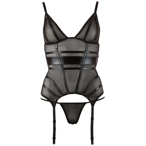 Комплект корсет с жартиери и мокър ефект, Cottelli LINGERIE, S