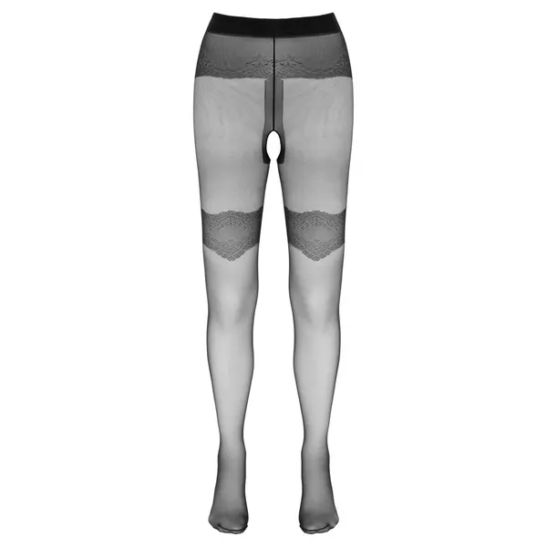 Чорапогащник с имитация на жартиери и отворено дъно, Cottelli LEGWEAR