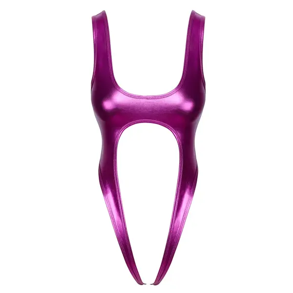 Минималистично розово боди с метален блясък и отворено дъно, Cottelli LINGERIE