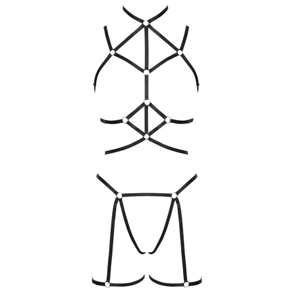 Еротичен комплект харнес от 3 части, Cottelli LINGERIE, S-L