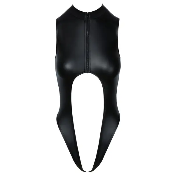 Еротично боди с матов ефект, цип и отворено дъно, Cottelli LINGERIE