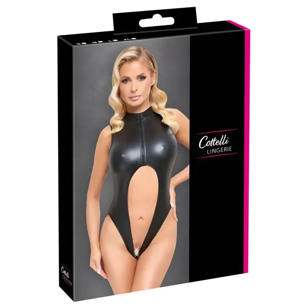 Еротично боди с матов ефект, цип и отворено дъно, Cottelli LINGERIE