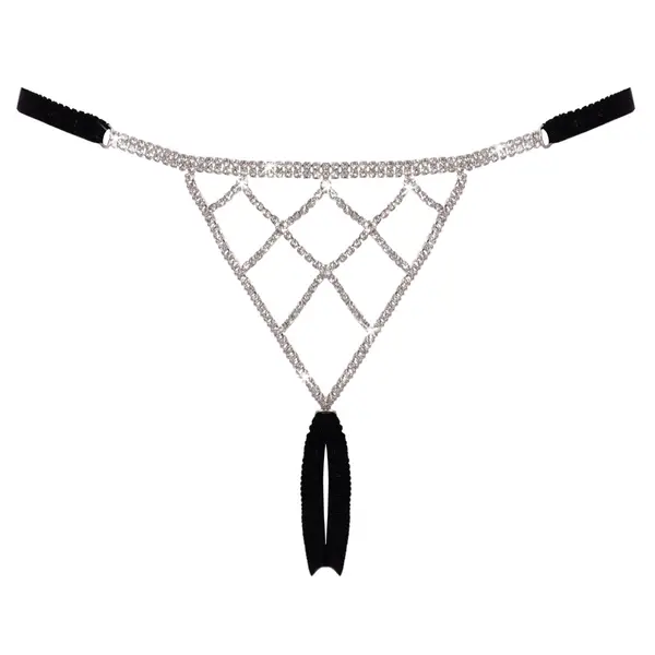 Луксозни прашки с кристални триъгълници и отворено дъно, Cottelli LINGERIE