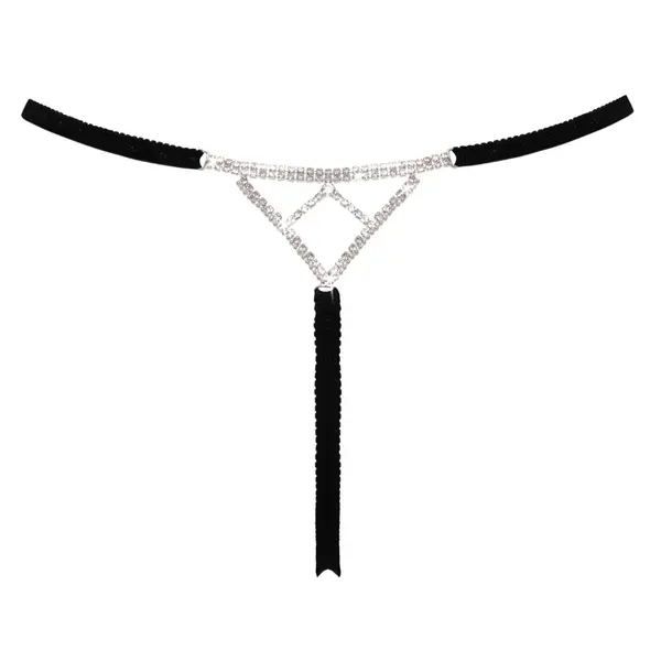 Луксозни прашки с кристални триъгълници и отворено дъно, Cottelli LINGERIE