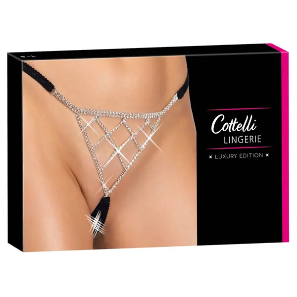 Луксозни прашки с кристални триъгълници и отворено дъно, Cottelli LINGERIE