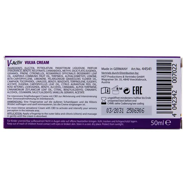 Стимулиращ крем за клитора и вулвата със CBD, V-Activ Vulva Cream, 50 мл