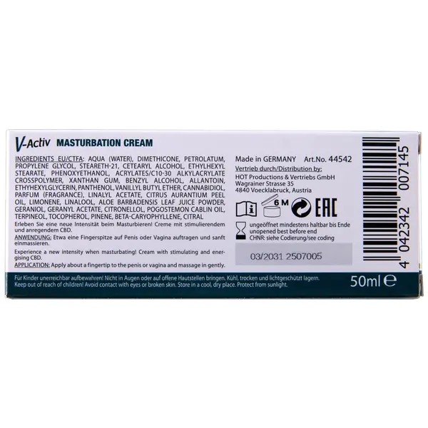 Унисекс крем за мастурбация със CBD, V-Activ Unisex, 50 мл – за клитора и пениса