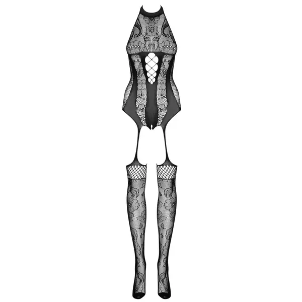 Еротичен костюм с отворено дъно и имитация на жартиери, Obsessive F240, S-L