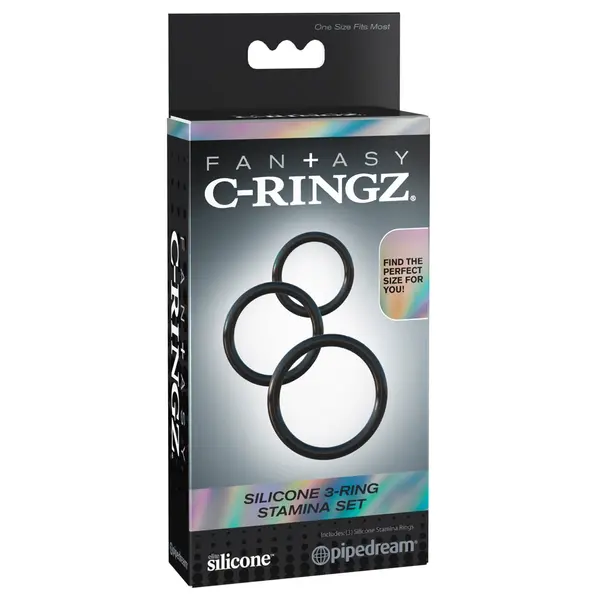 Пенис пръстени комплект 3 размера C Ringz Silicone Stamina Set Fantasy, за по-стабилна ерекция, черен
